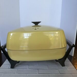 Vintage West Bend 1430 Electric Skillet Harvest Yellow Made in USA 1970s NICE!
